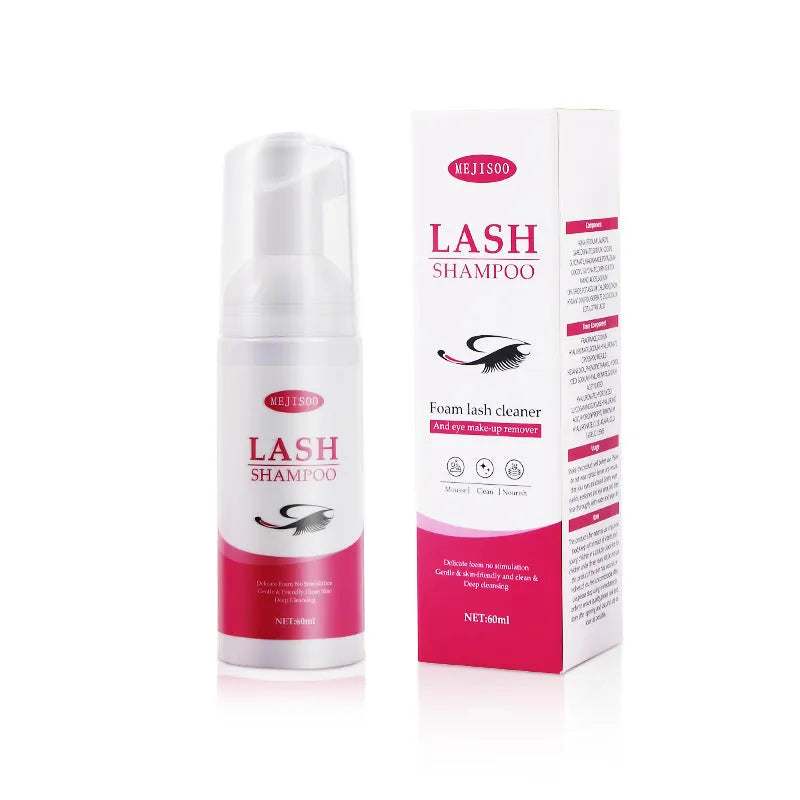 60ml bottle of lash shampoo mousse eyelash cleaning solution, 3.7cm wide.