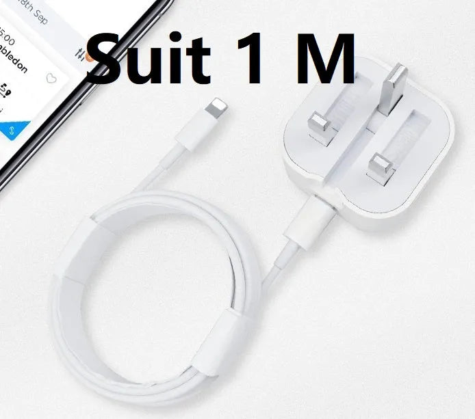 White 20W PD fast charger with UK three-pin plug and Type-C charging cable