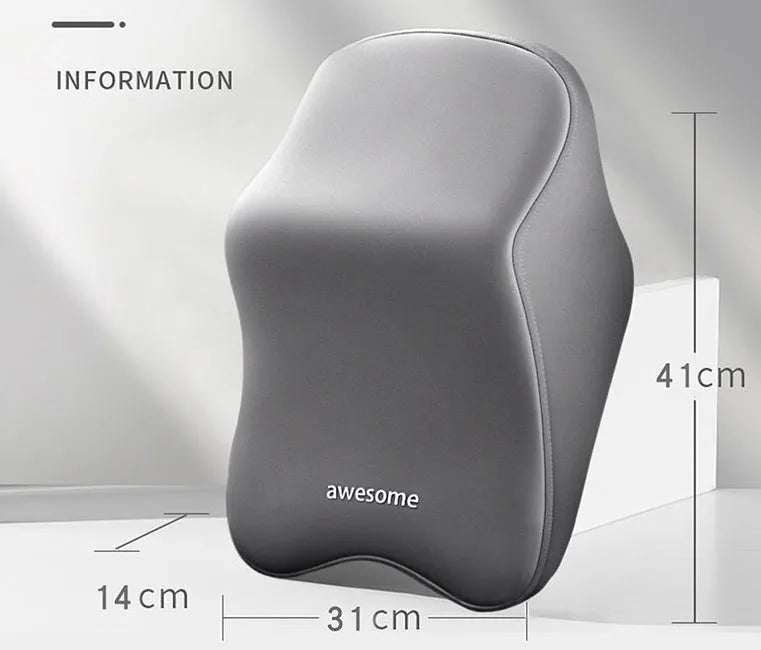 Automotive headrest pillow and lumbar support pillow set with memory foam filling in four colour options