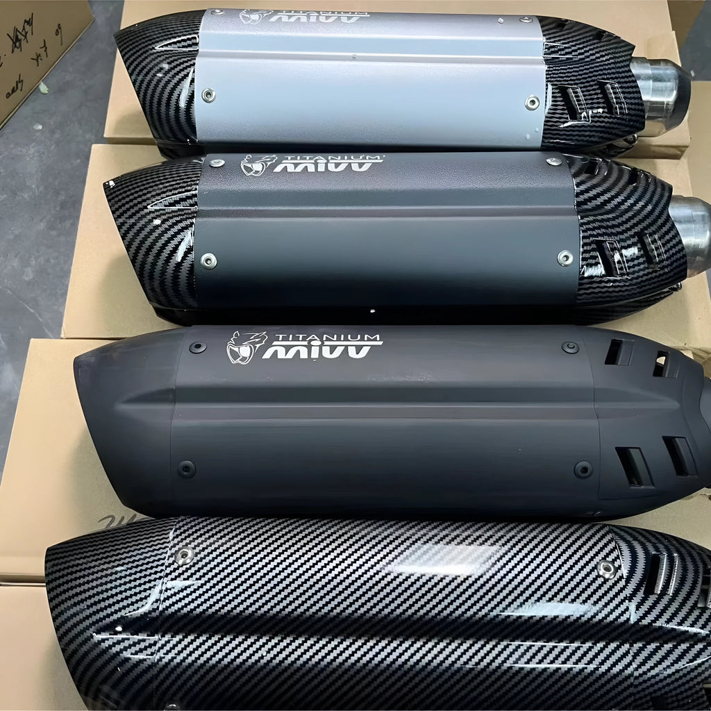 51mm stainless steel motorcycle exhaust pipe modification kit with small hexagonal connector and muffler