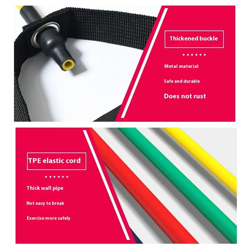 Adjustable chest expander with TPE tension rope in five colour-coded resistance options