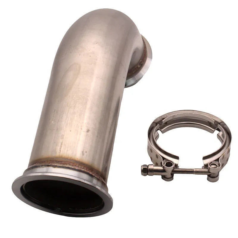Stainless steel V-clamp downpipe for automotive industrial fluid systems