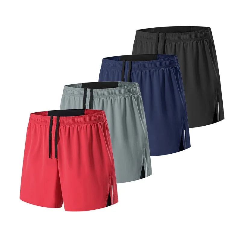 Men's loose fit high-waist off-road running shorts in red, shown front view