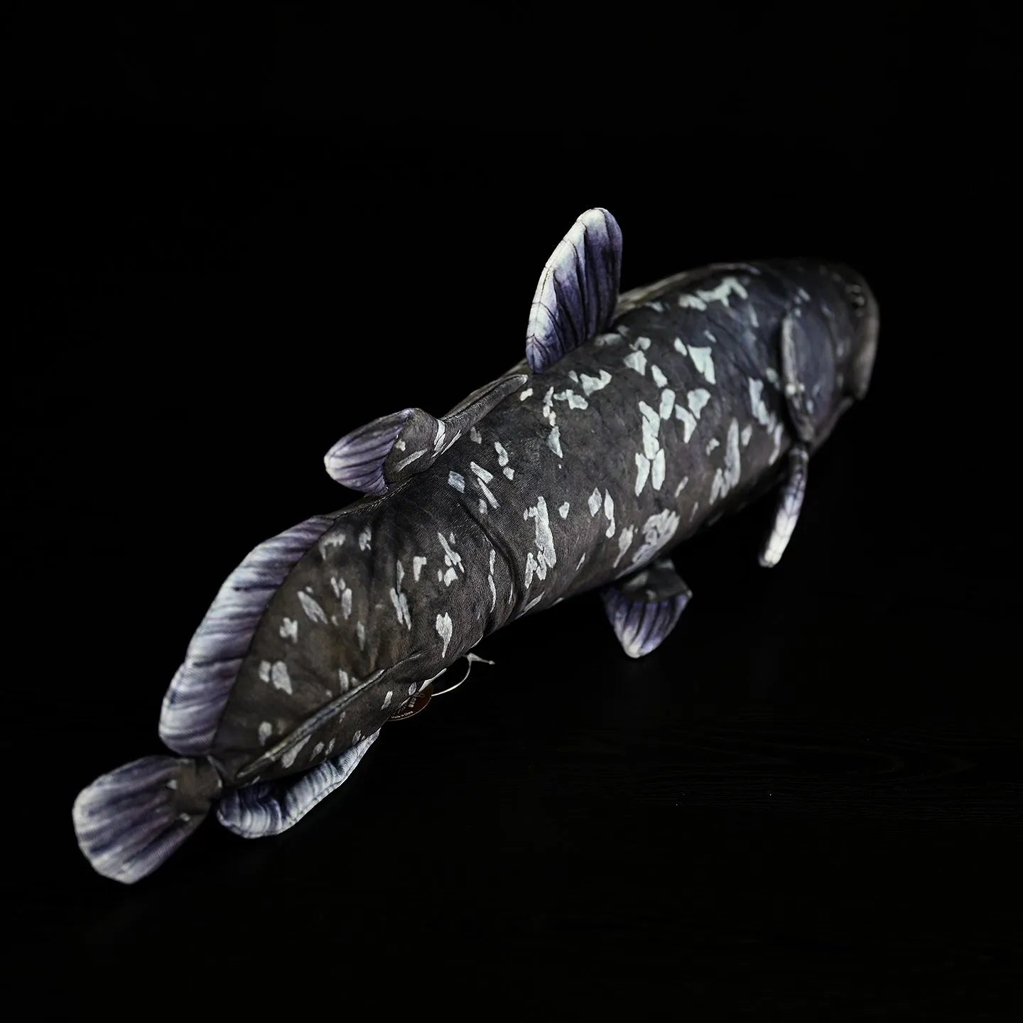 52cm printed coelacanth plush toy in black, made of soft plush and PP cotton filling