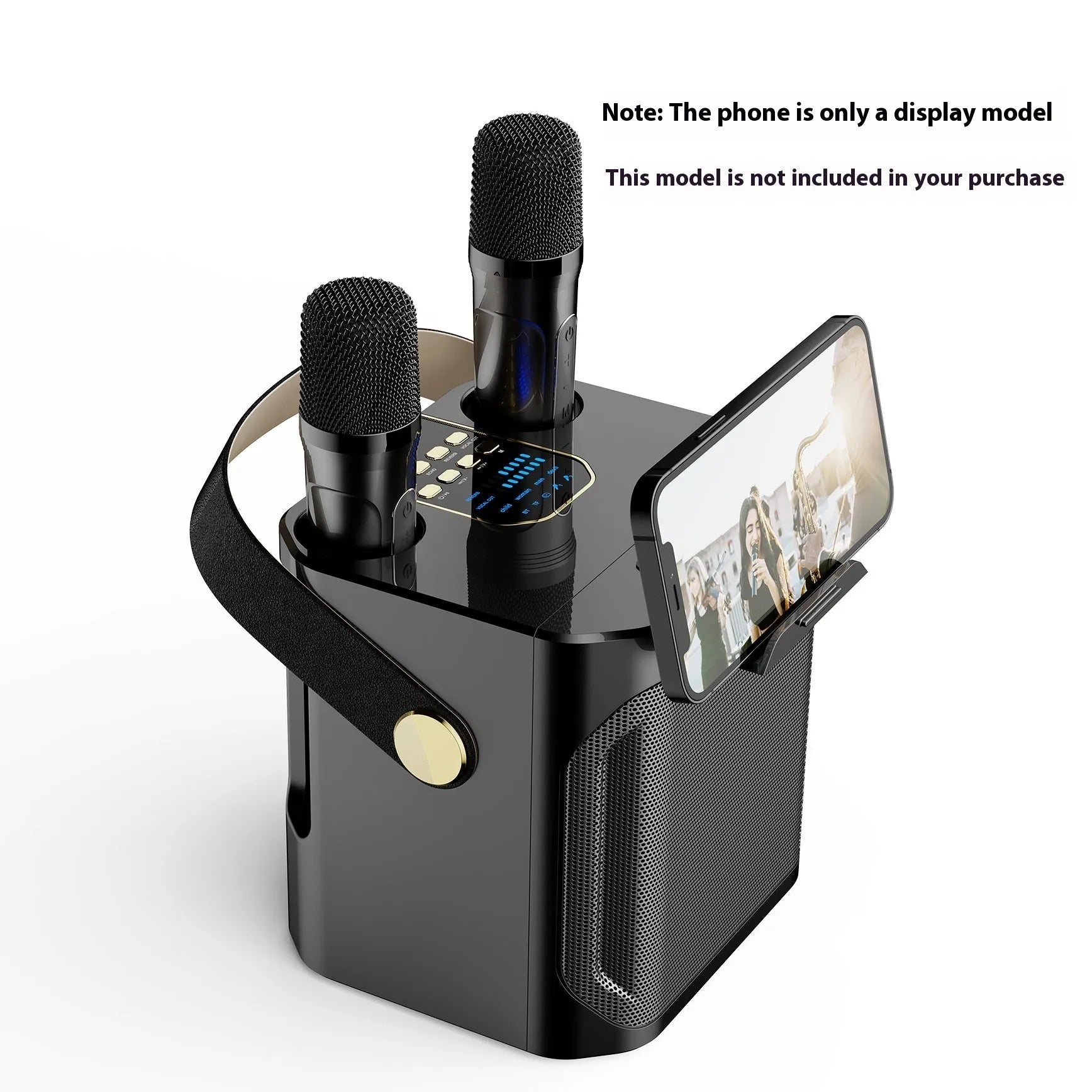 Bluetooth speaker outdoor karaoke with dual microphones in black colour