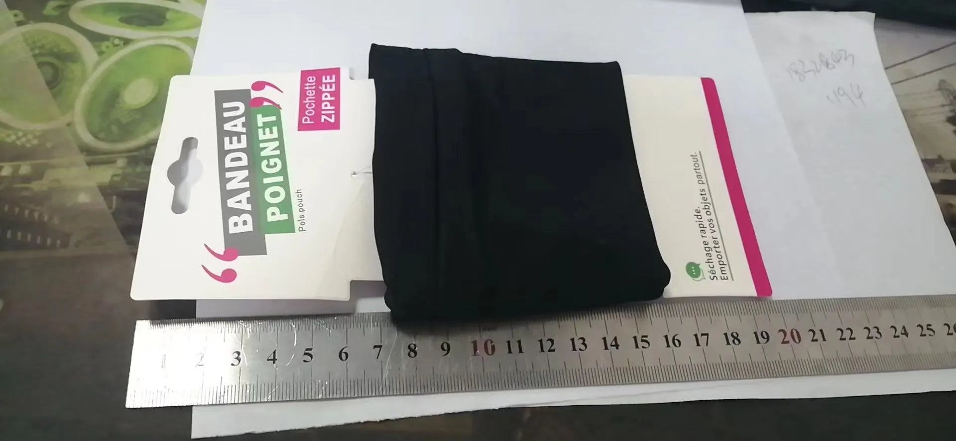 A compact wrist armband sleeve wallet for a mobile phone, shown with dimensions of 10 by 10.5 centimetres.
