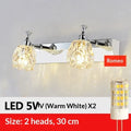 Mirror front bathroom wall lamp with double head, warm light, white finish