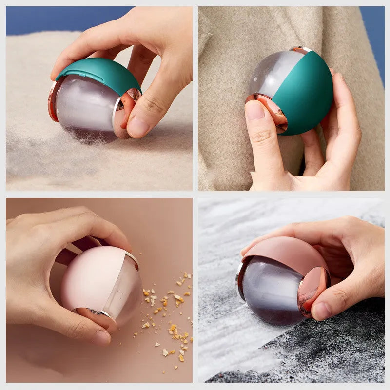 Green gold reusable gel lint roller with portable handle for pet hair removal.