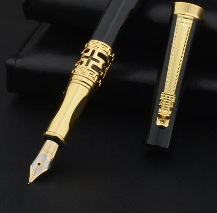 Traditional Chinese student calligraphy pen set with iridium nib and metal pen holder in gift box