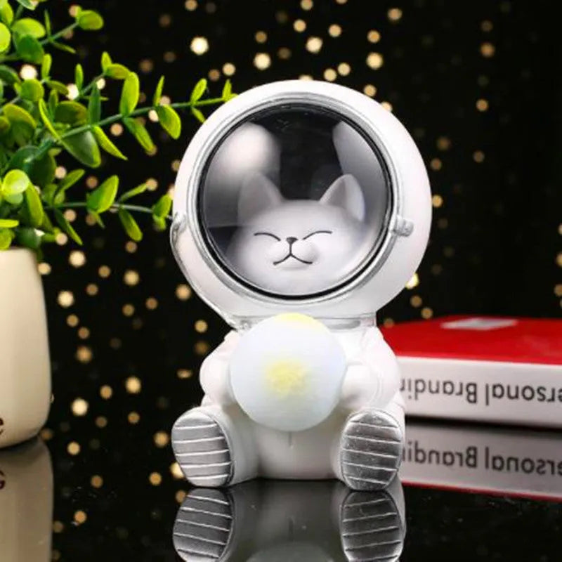 Animal-themed atmospheric night light with LED illumination and resin construction