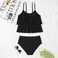 High waist women's swimsuit with floral coconut tree print, a two-piece bikini set.