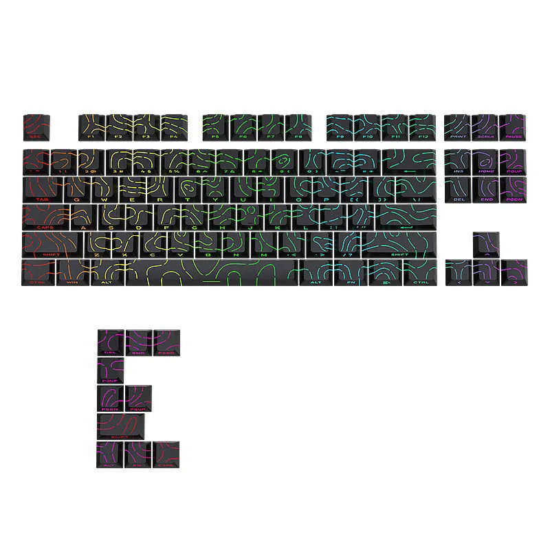 Contour Line Black Line Crack luminous key cap set for mechanical keyboards, 85x150mm black ABS plastic