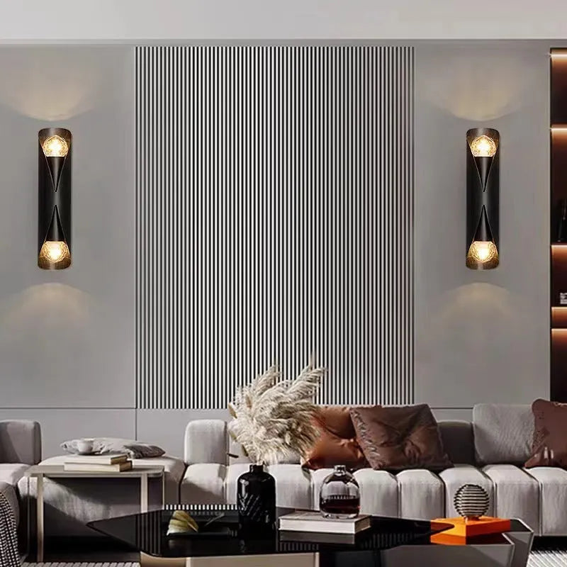 Copper wall lamp 23 × 5.5cm with warm light, 220V, modern simplicity style, for indoor wall use