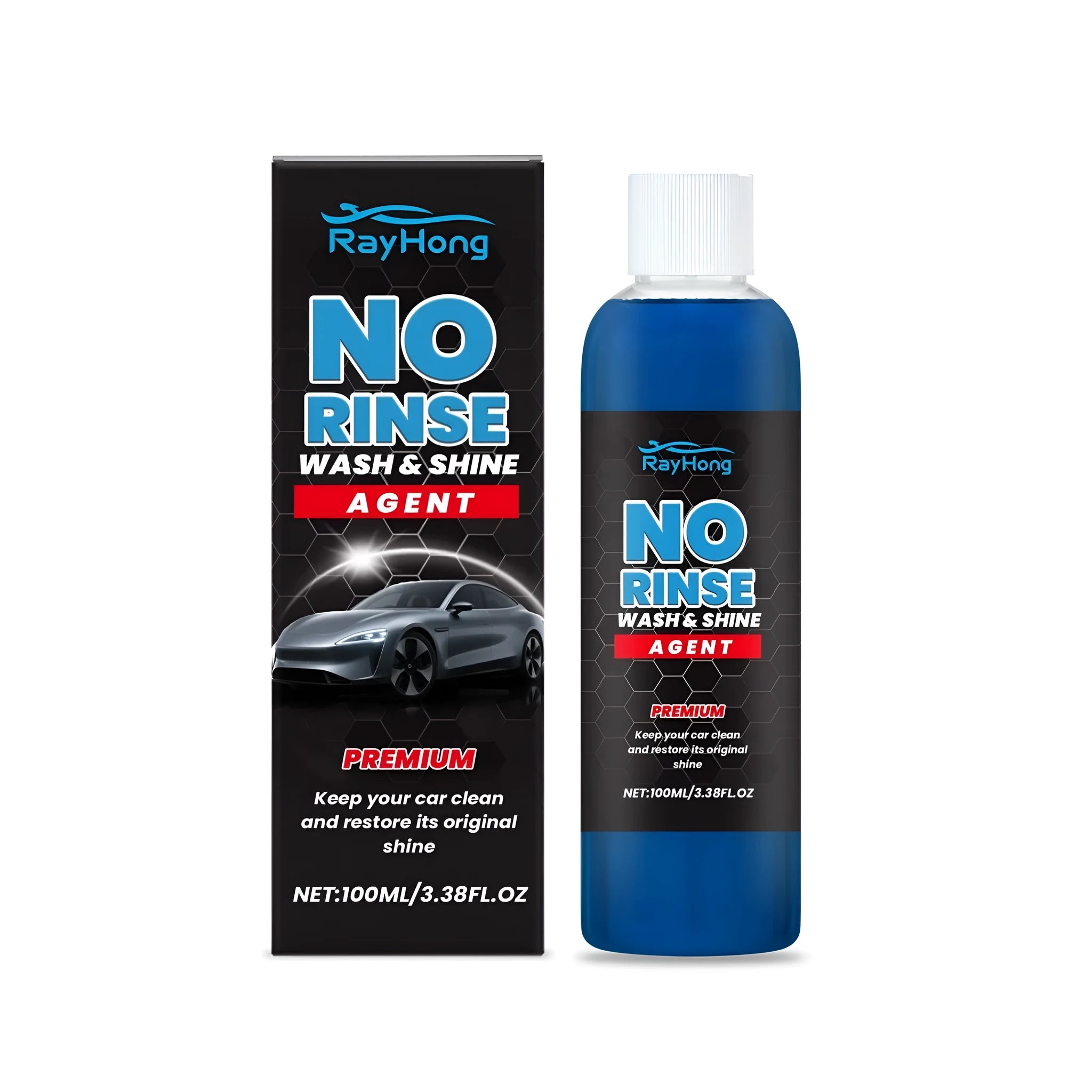 100ml bottle of no rinse wash and shine car care agent with PTFE formula