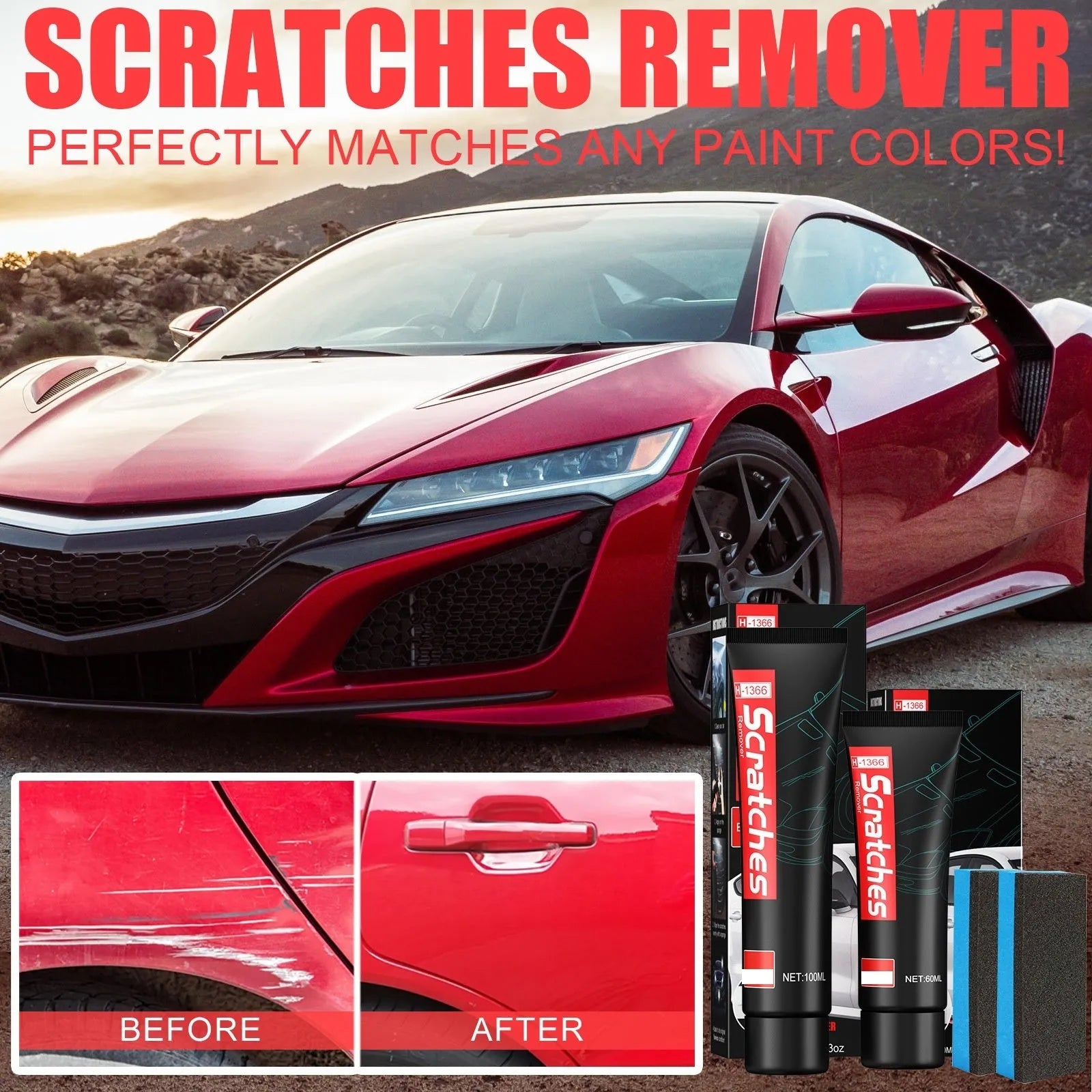 Automotive scratch repair cream bottle in 60ml size for car paint scratches