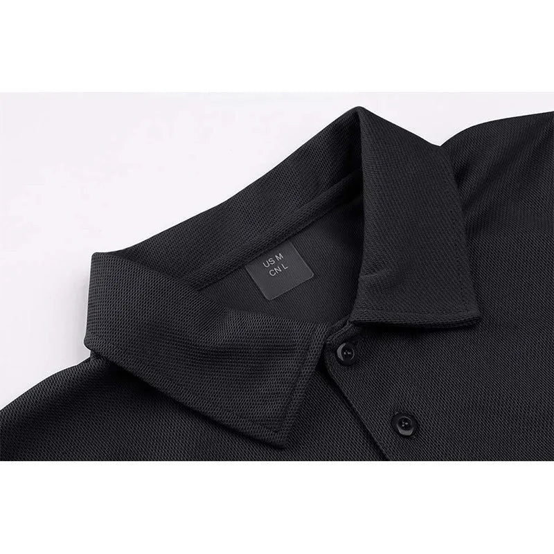 Men's short sleeve polo shirt in solid Black, Sapphire Blue or Army Green, cotton blend, S to XXL