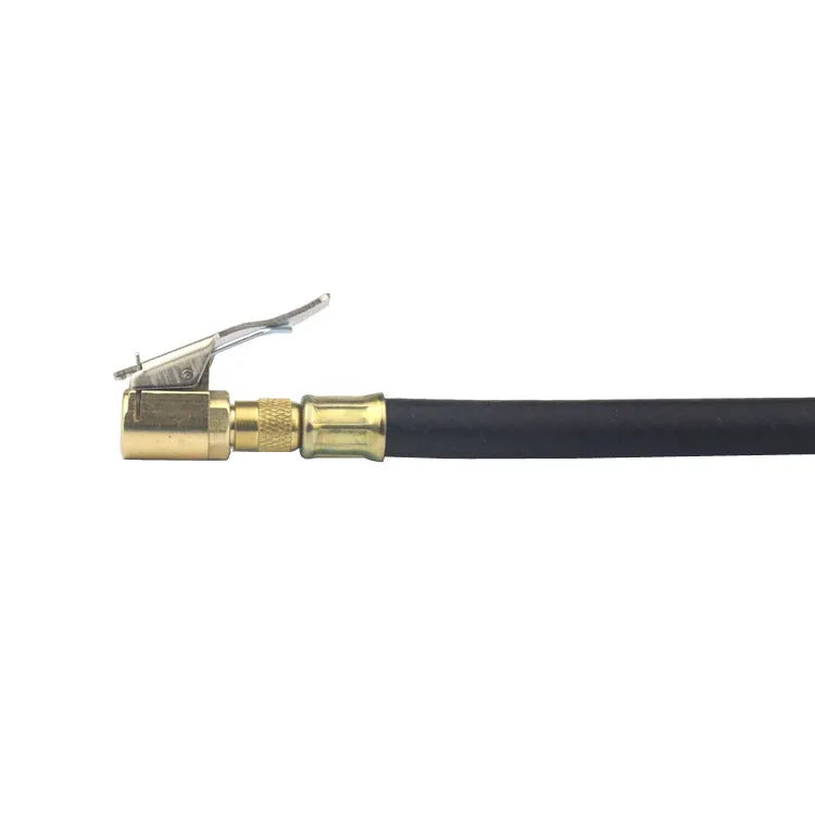 Brass tyre inflation clamp with bulging mouth connector for 8V1 valves, shown next to a car tyre.