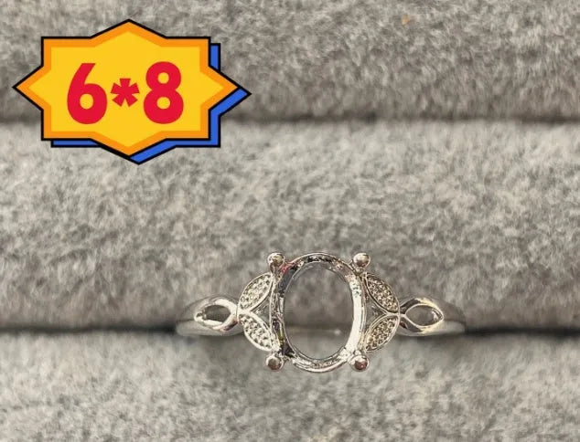 Oval denier ring ornament with 6*8mm stone and five-pointed star elements on electroplated copper