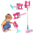 Children's play house vacuum cleaner toy with sound and light, mini plastic cleaning combination for ages 4-6