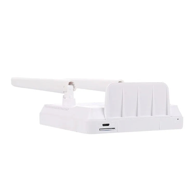 LTE router with two antennas, USB cable, and power adapter for home office wireless connectivity