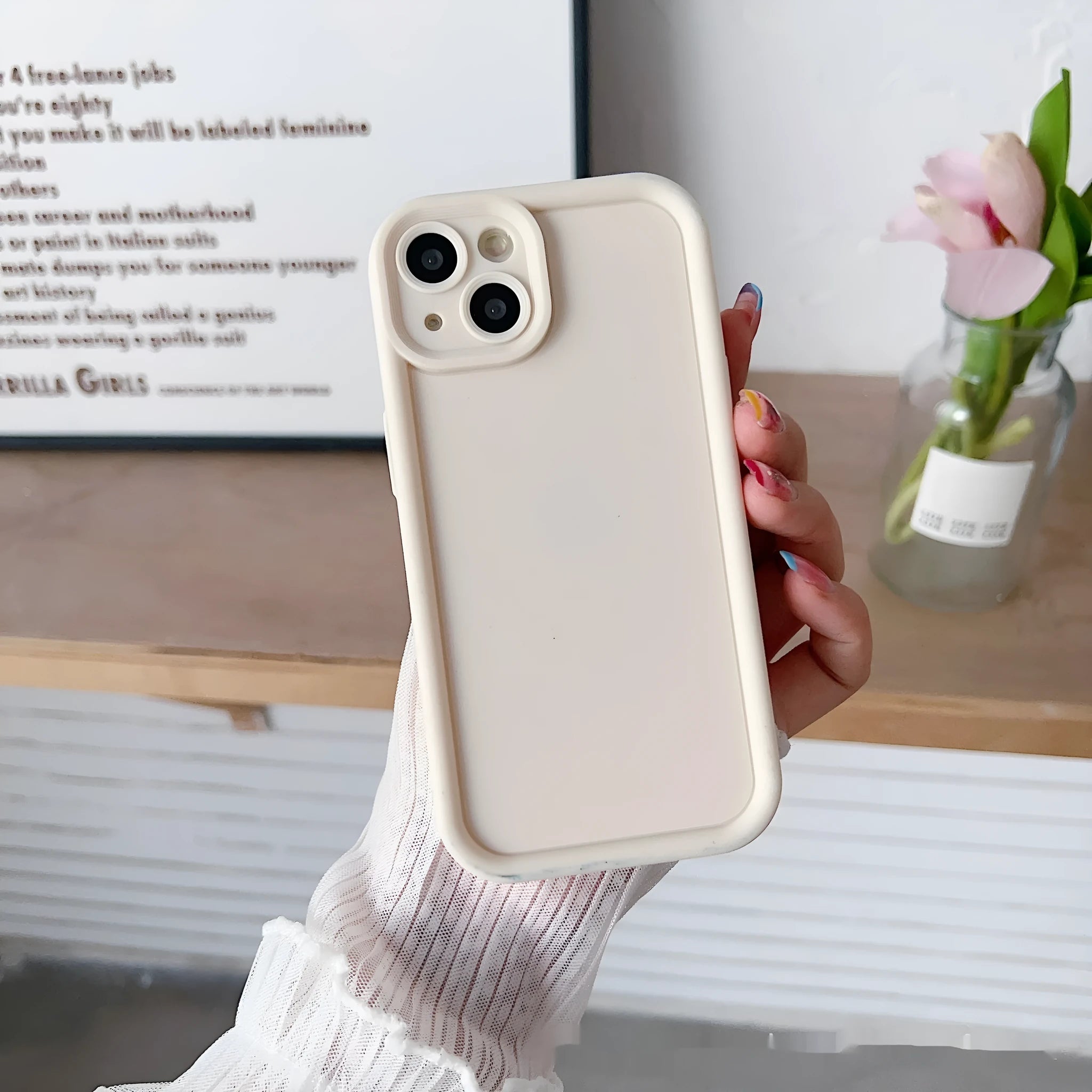 Frosted TPU phone case for Xiaomi with bracket and lanyard holes, solid colour soft shell