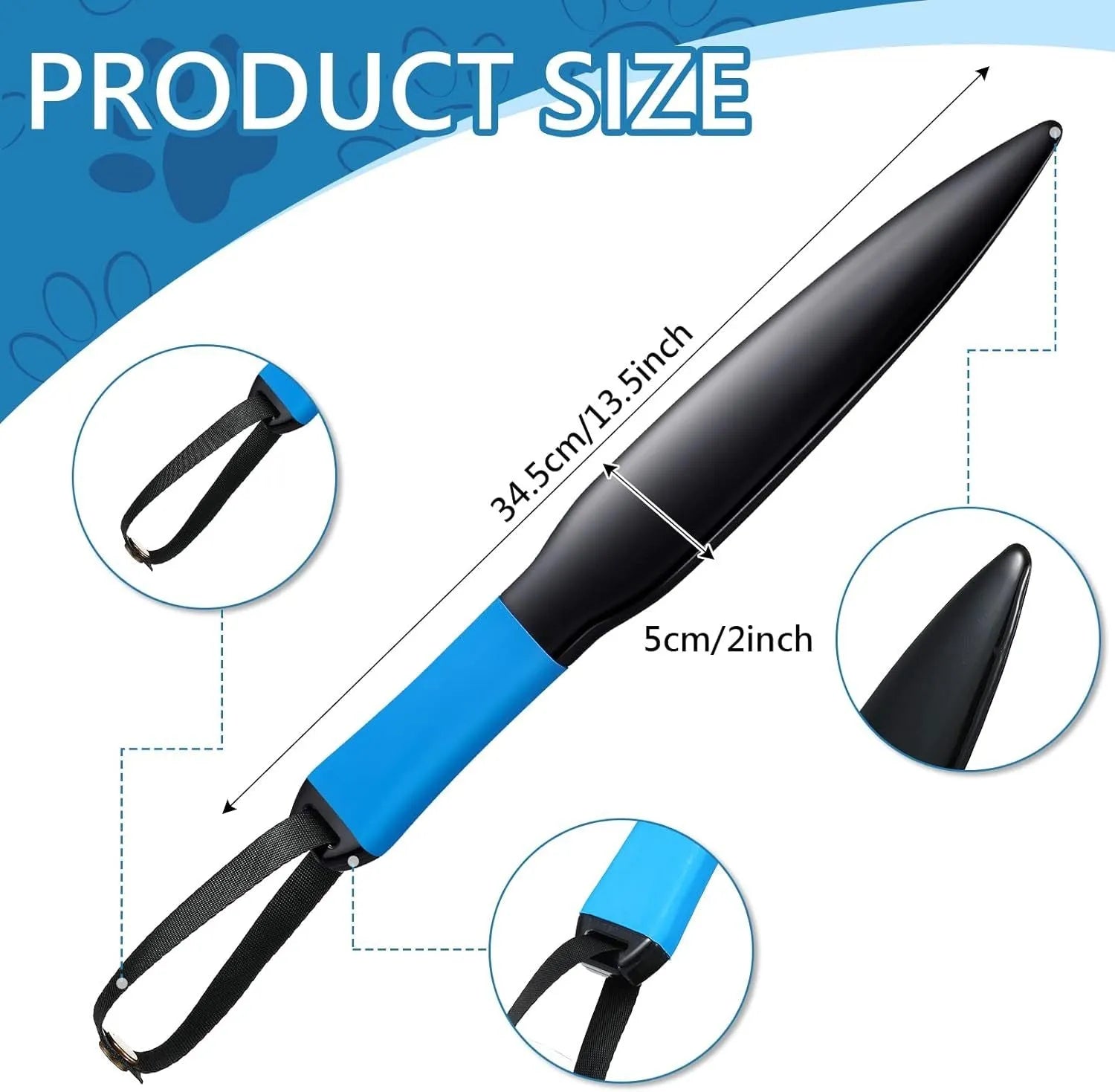 35cm long nylon dog break stick with blue handle for training small medium dogs