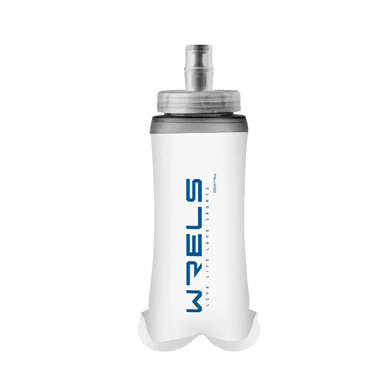 300ml foldable TPU silicone soft water bottle with PP dust cover in frosted white and blue or red