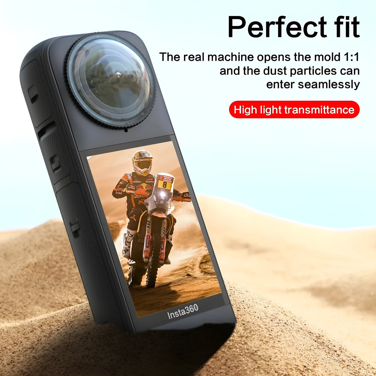 Insta360 X4 lens protective glasses in rotating glass and plastic with two protective mirrors