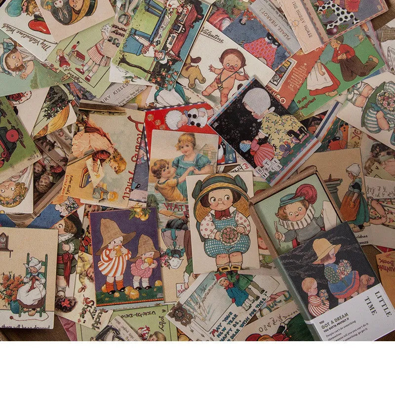 100 retro small book double-sided notes in vintage colours including forest movie and antique paper