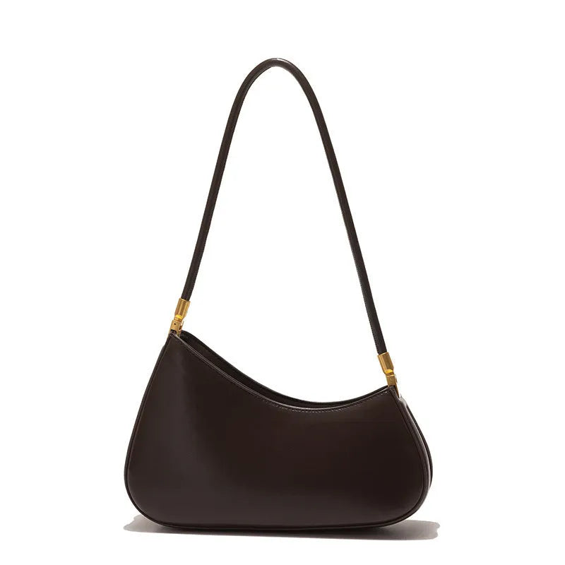 Women's retro oval underarm bag in PU leather available in seven colours with internal zipper organiser