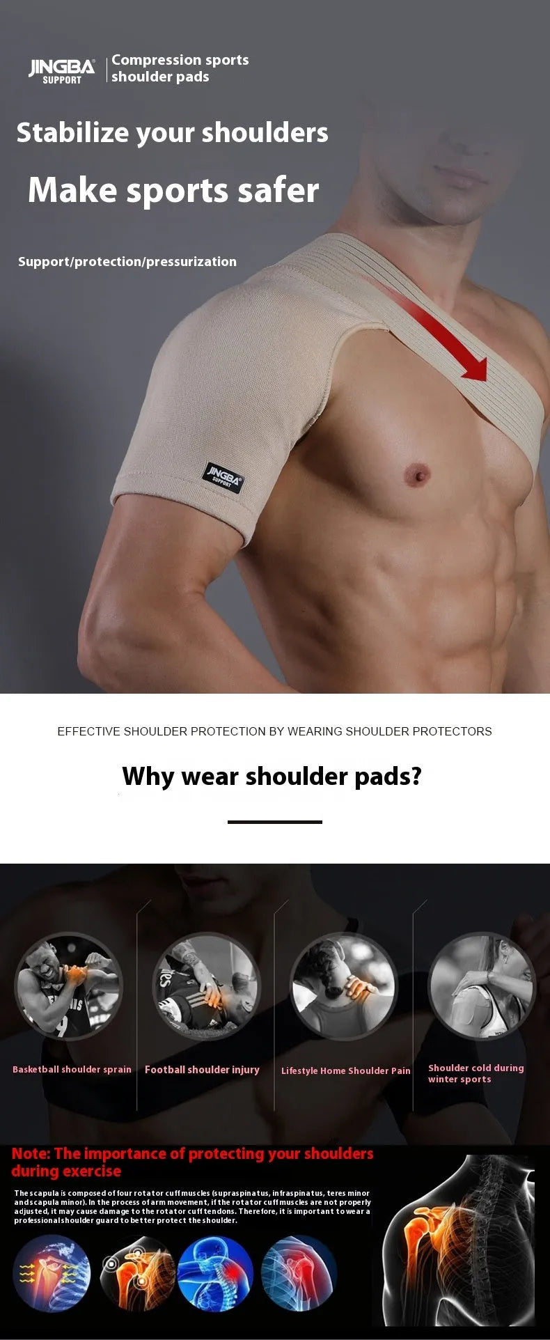 Adjustable one shoulder sports protective gear in skin colour with strap for universal fit
