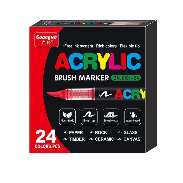 Straight liquid acrylic marker pens with soft heads in multiple colour set options