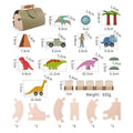 Wooden dinosaur track shape stacking puzzle toy for toddlers with natural wood blocks