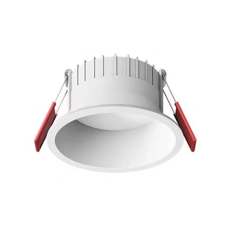 Embedded aluminium downlight ceiling light in white trim, 75mm hole 7W model