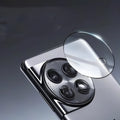 Tempered glass lens protector with black ring for OnePlus 12, Find N3, and OnePlus 11 smartphones.