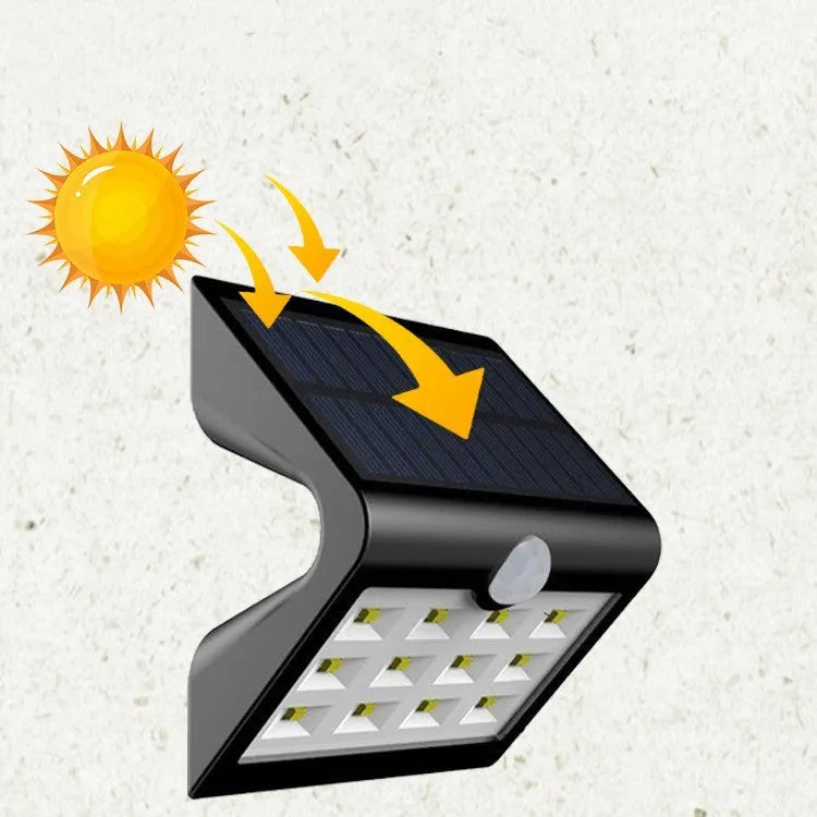 A compact, rectangular solar-powered yard light for outdoor garden or wall mounting.