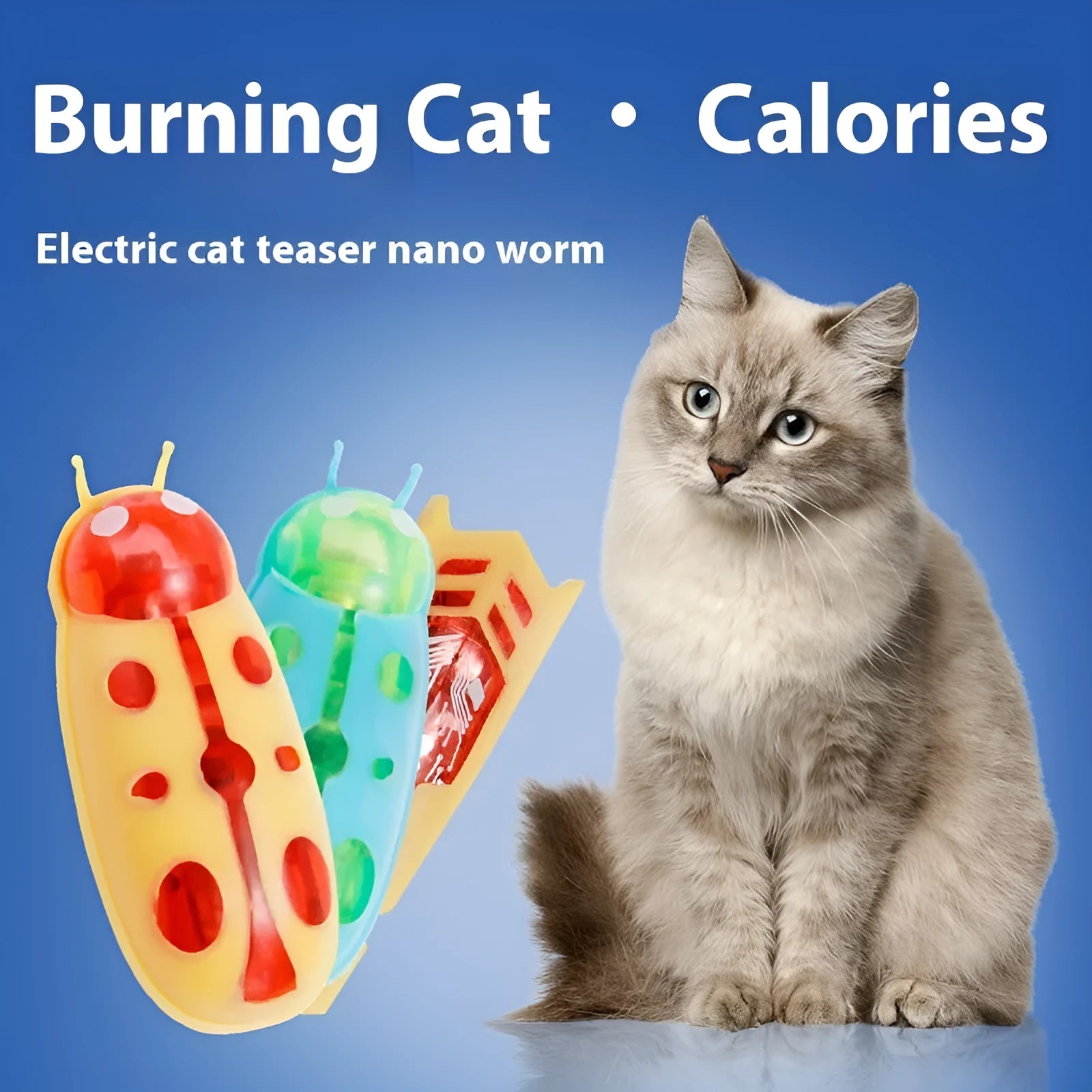 Small green and black iron cow style electric cat teaser toy with a jumping worm mechanism.