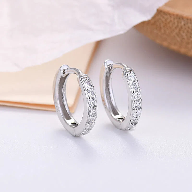Gang Drill zircon stud earrings silver needle green copper geometric starry sky design unisex electroplated finish
