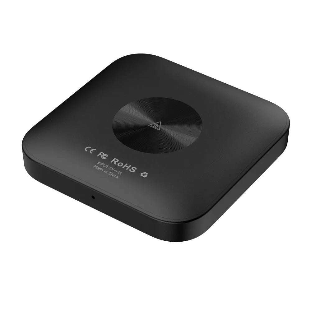 Tbox-Led Wireless Carplay Android 13 box with dimensions and headphone accessory
