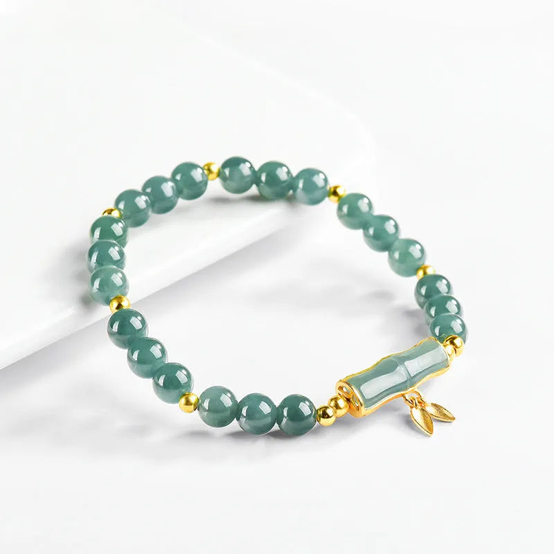 Women's blue water jade and S925 silver high-rise cargo bracelet with adjustable sizing
