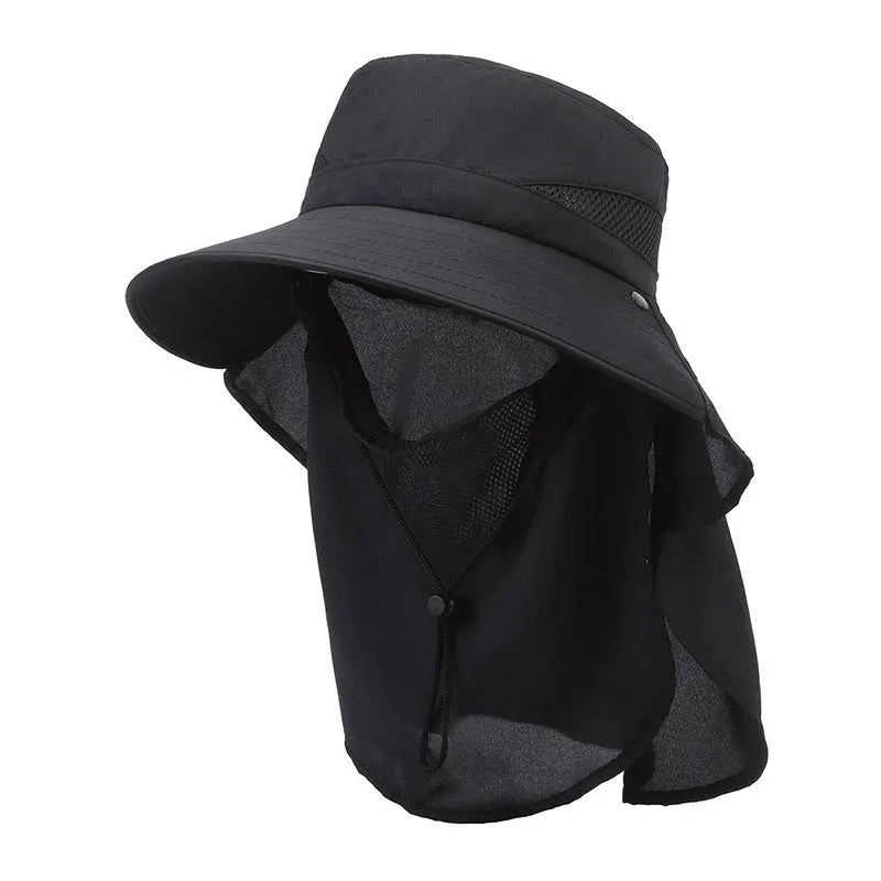 Men's wide brim fisherman hat in polyester fabric with adjustable fit for sun protection