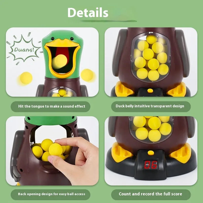 Movable Hit Me Duck children's educational toy with sound, light, scoring, movement, and 12 or 24 bullets
