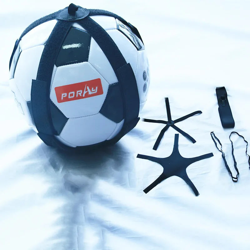 Black football training juggling belt with a 2-metre long cord made from diving suit fabric.