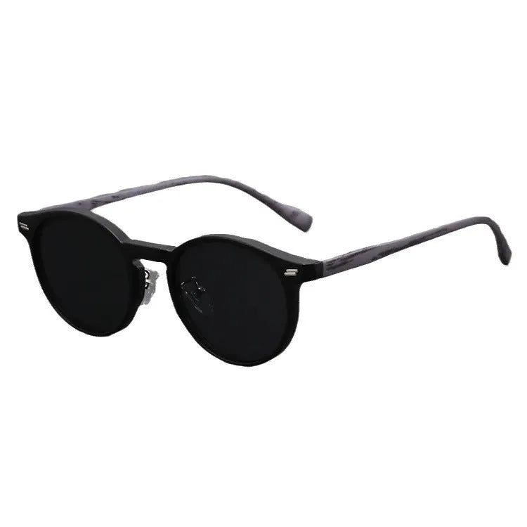 Retro round rim sunglasses with frosted frame and UV-protective lenses in multiple colour options.