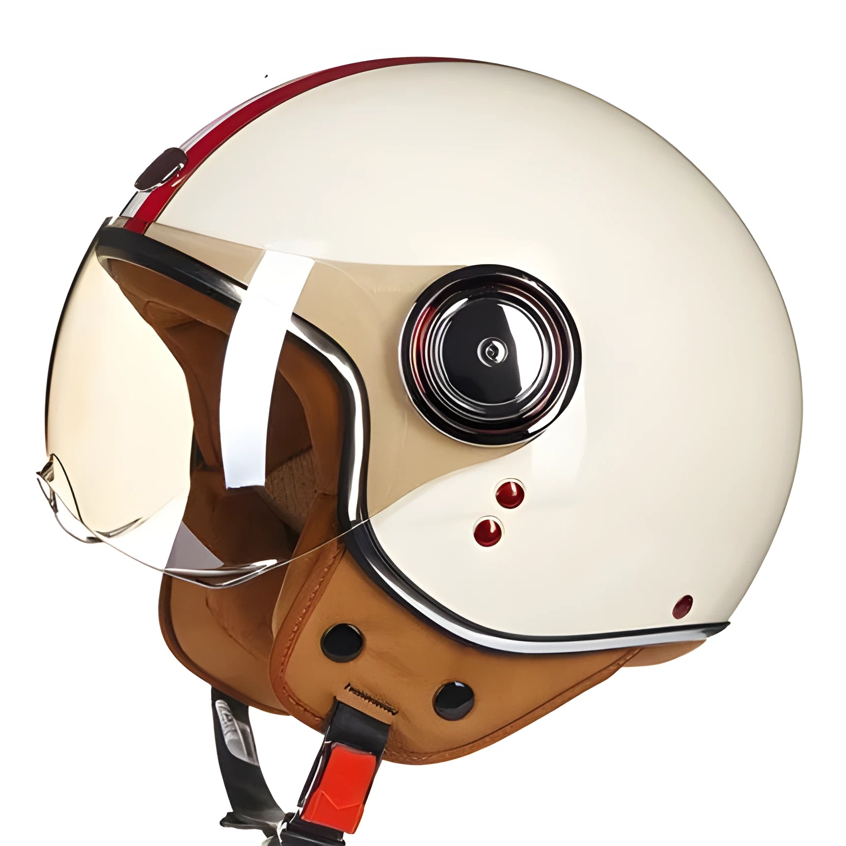 White, red, and green ABS plastic half helmet for motorcycles and electric bicycles in sizes M L XL.