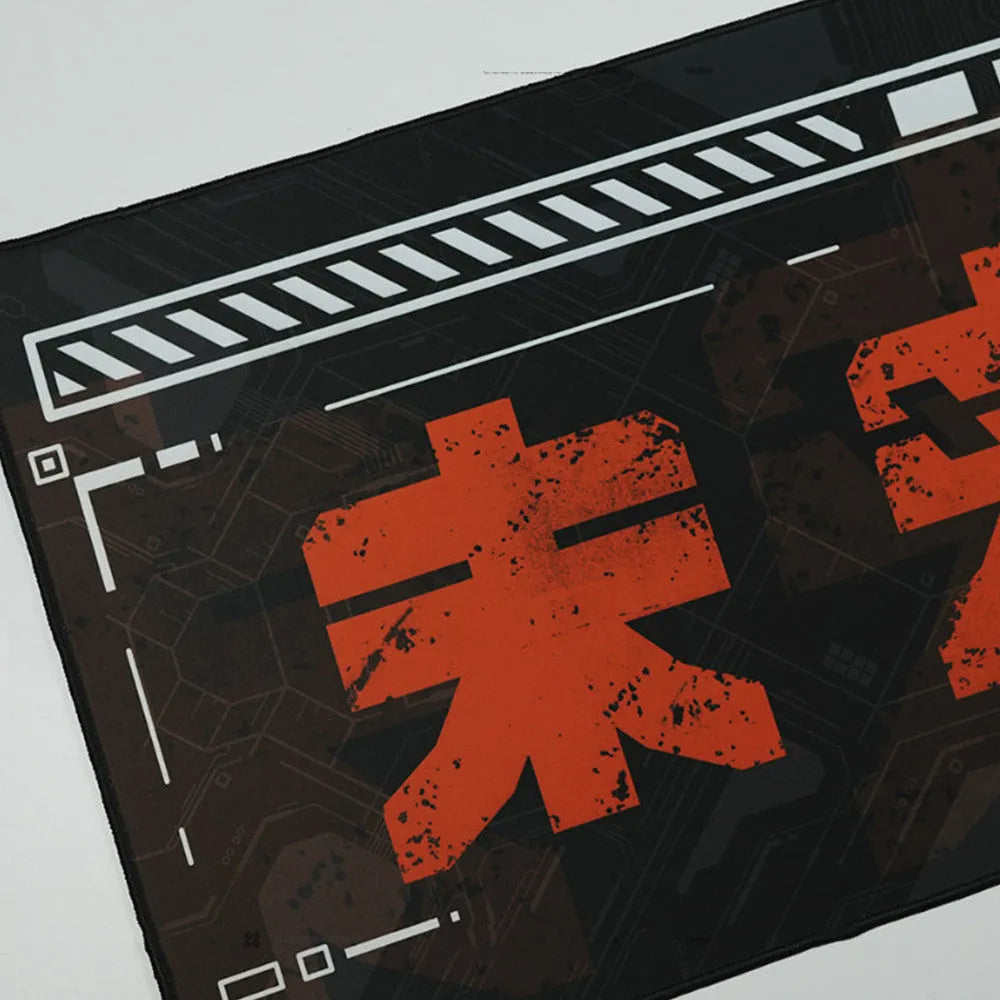 Black and red futuristic waterproof gaming mouse pad on a desk, 900x400x4mm size