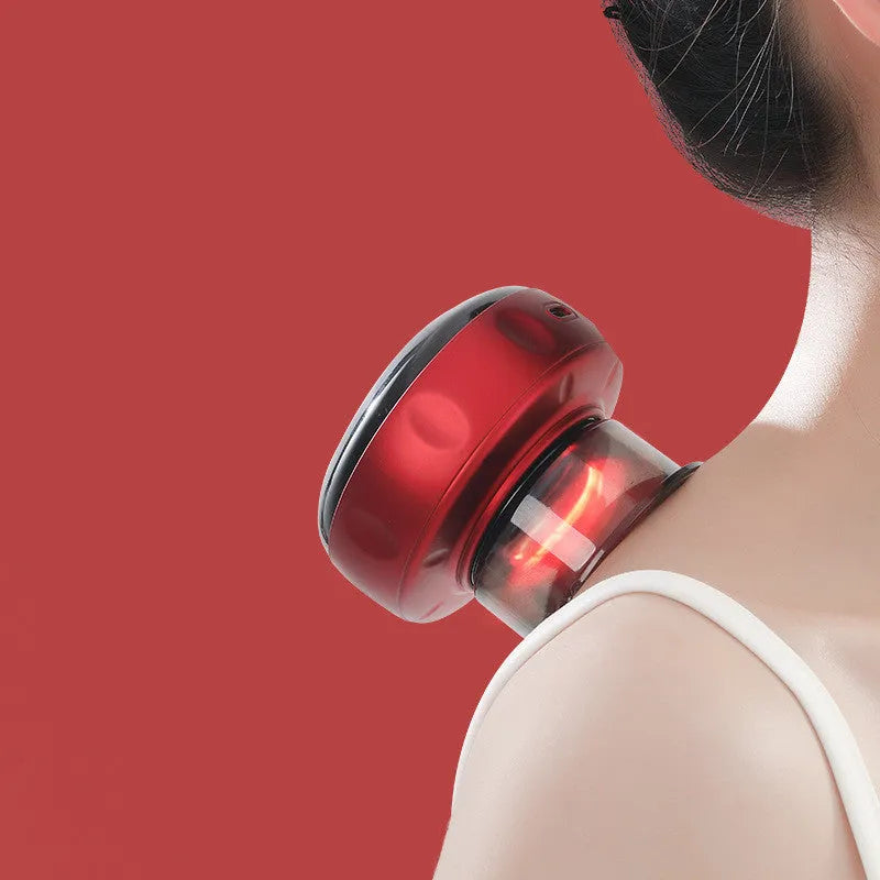 Electric vacuum cupping massage body cups with LCD display and control buttons in black colour variant