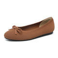 Women's casual flat pumps with fabric upper, butterfly bow, round toe, and flat viscose sole.