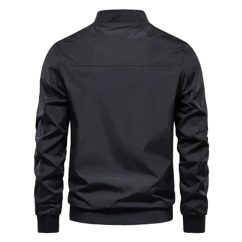 Men's solid colour thin casual jacket in polyester available in dark blue, black and Army Green