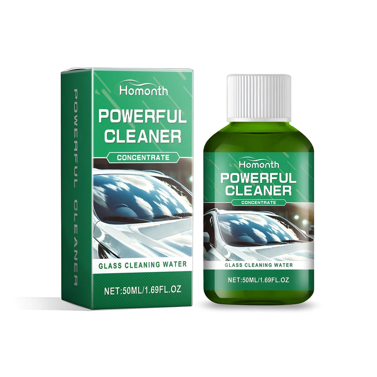 Powerful Cleaner 50ml liquid cleaning agent bottle, 3.7 x 3.7 x 7.5cm, with EDTA disodium and sodium bicarbonate